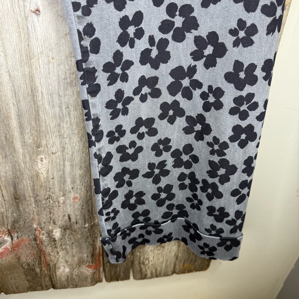 Kitri Faith Floral Print Trouser Jeans in Grey/ Black Wide Leg Cuffed size 10 - Picture 5 of 11
